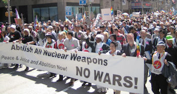 Abolish all nuclear weapons banner
